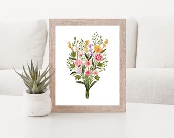 Spring Flower Bunch Wall Art | Flower Wallart | Flower Bouquet Wall Art Prints | Home Wall Decorations | Living Room Wall Decor | Print Only