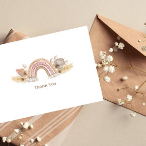 Shower Thank You Card | Baby Thank You Note Cards | Baby Shower Boho Party Favors | Baby Neutral Thank You Greeting Cards, a2 size baby shower thank you cards, foldable baby neutral note cards, baby shower party favors, baby girl