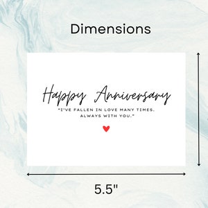 Minimalist Anniversary Card | Anniversary Greeting Card | I Have Fallen In Love Many Times Always With You | Romantic Anniversary Card