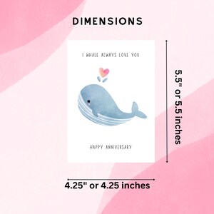 Whale Always Love You | Happy Anniversary Card | Greeting Card For Him | Pun Anniversary Card, Funny Card, Cute anniversary card, heart anniversary card, anniversary card for husband, anniversary card for boyfriend, a2 size