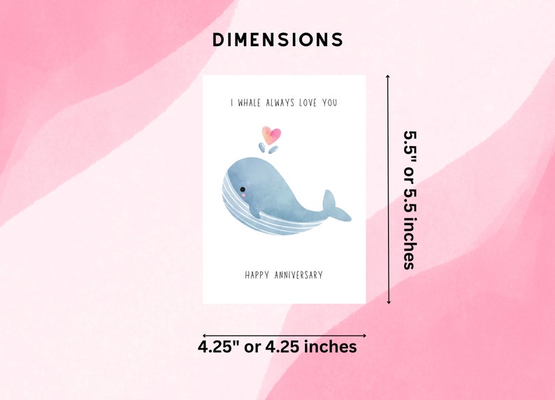 Whale Always Love You | Happy Anniversary Card | Greeting Card For Him | Pun Anniversary Card, Funny Card, Cute anniversary card, heart anniversary card, anniversary card for husband, anniversary card for boyfriend, a2 size