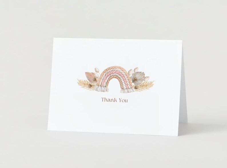 Shower Thank You Card | Baby Thank You Note Cards | Baby Shower Boho Party Favors | Baby Neutral Thank You Greeting Cards, a2 size baby shower thank you cards, foldable baby neutral note cards, baby shower party favors, baby girl