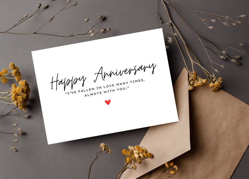 Minimalist Anniversary Card | Anniversary Greeting Card | I Have Fallen In Love Many Times Always With You | Romantic Anniversary Card