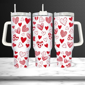 Red Hearts 40oz Tumbler: Valentine&#39;s Day Insulated Stainless Steel Cup