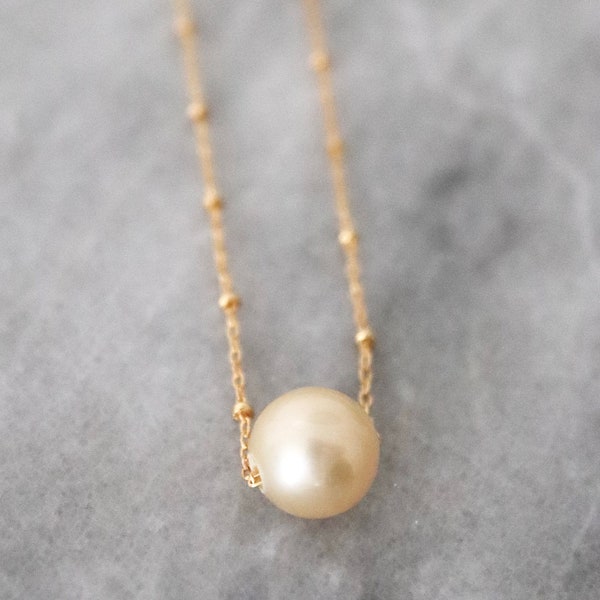 Golden South Sea Pearl Necklace, Gold Filled Jewelry, Gold Filled Pearl Necklace, South Sea Pearls, Authentic South Sea Pearl Necklace