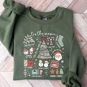 Retro Christmas Sweatshirt, Holiday Doodles bild 1