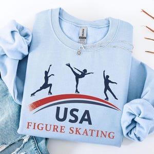 Figure Skating Sweatshirt, USA Figure Skater Sweater, Winter Sports Hoodie, Skater Sweatshirt, USA Crewneck, Ice Skating Lover Gift