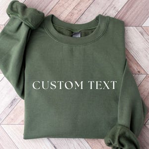 Custom Text Crewneck Sweatshirt, Personalized College Letters
