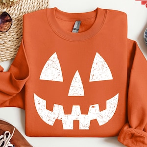 Halloween Pumpkin UNISEX Sweatshirts, Pumpkin Face Sweatshirt, Jack O&#39; Lantern Sweatshirt, Halloween Hoodie