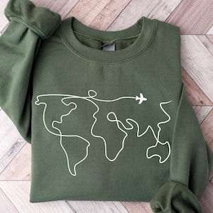 World Map Travel Sweatshirt, Adventure Unisex Sweater