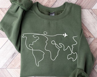 Travel Sweater, Adventure Sweater, World Map Travel Sweatshirt, Unisex Sweatshirt And Hoodie, Road Trip, Traveler Gift, Wanderlust Sweater