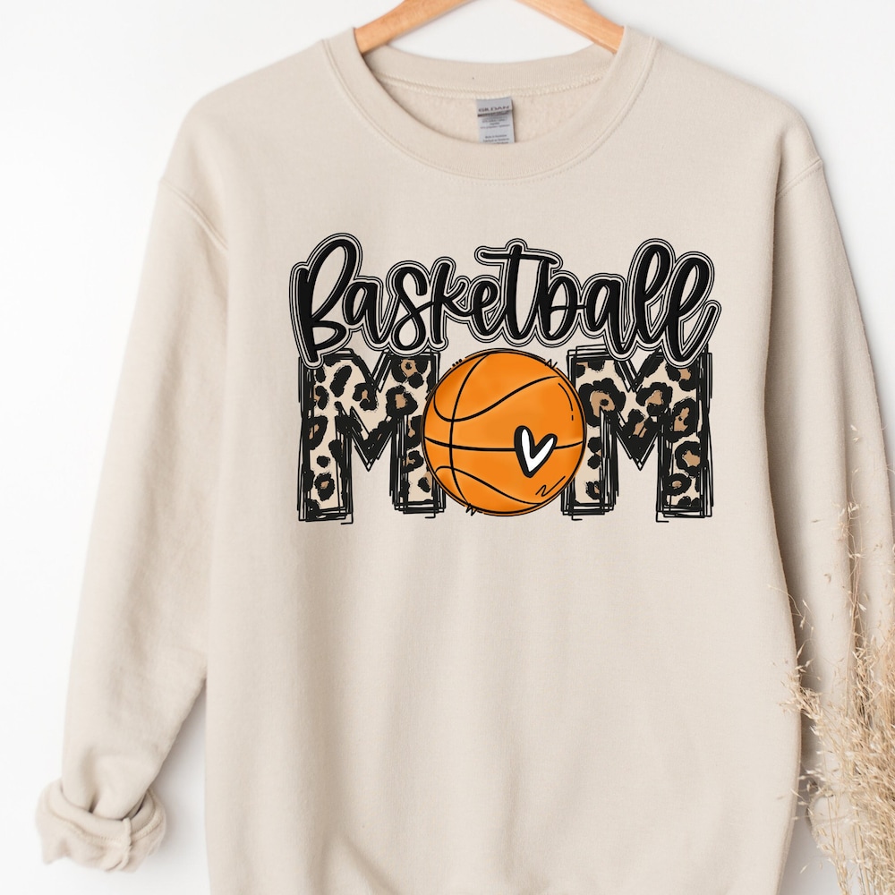 Basketball Mom Sweatshirt, Basketball Mom, Basketball Hoodie, Basketball Mom Leopard, Mom Sweatshirt, Mother’S Day Gift, Mom Gift, Sport Mom