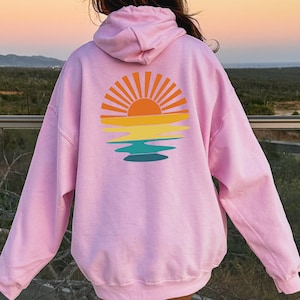 Retro Sunshine Hoodie, Retro Sunset Rays Wavy Back Sweatshirt, Sun Rays Sweater, Beachy Vibes, Retro Summer Time , Sunset Sweatshirt