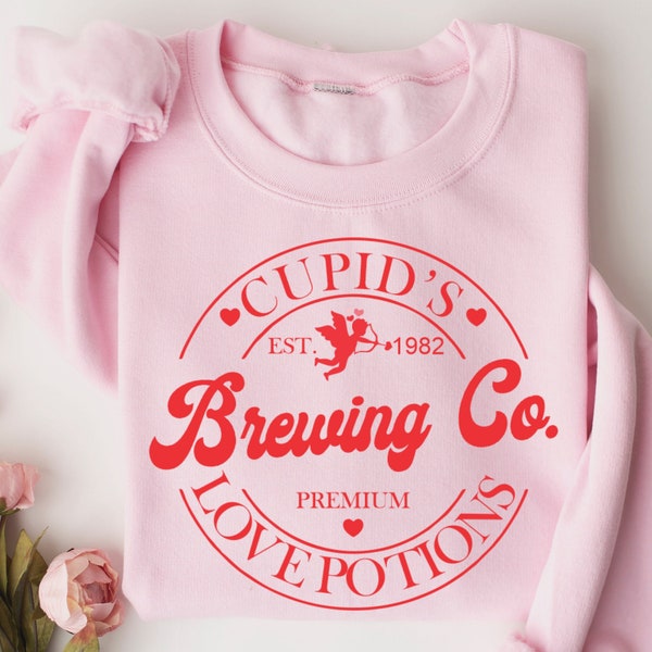 Valentines Day Sweatshirt, Cupid's Brewing Co Premium Love Potions Est 1982, Cupid Premium Sweater, Cute Valentines Day Gift