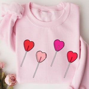 Valentines Day Sweatshirt, Lollipop Valentines Design Sweatshirt, Valentines Day Gift For Lover, Valentines Sucker Shirt, Cute Heart Hoodie