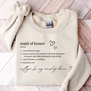 Maid of Honor Sweatshirt, Maid of Honor Noun, Bridesmaid Gift, Bridesmaid Tee, Bridesmaid, Bridal Gifts, Wedding Gift, Wedding Sweater
