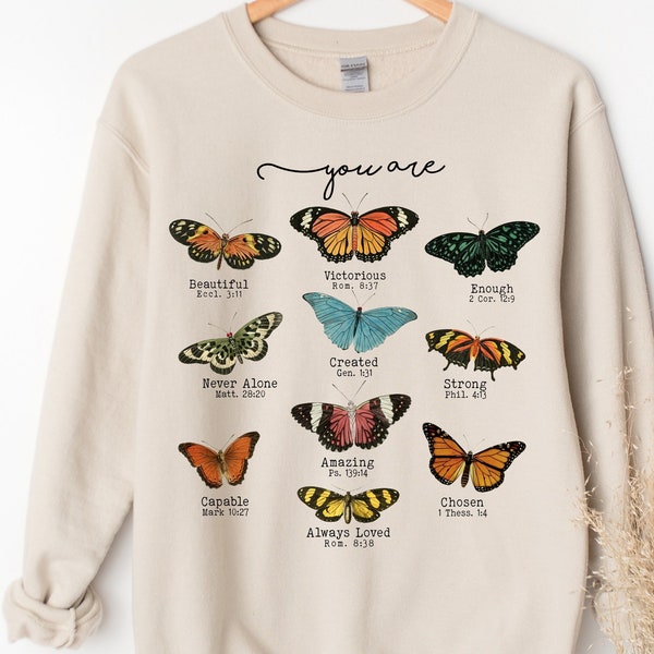 The Life Cycle of Christ and the Christian, Butterfly Bible Verse Sweatshirt, Inspirational Quotes, Religious Hoodie, Christian Sweatshirt