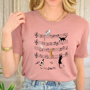 Cat With Music Note Shirt, Music Teacher Shirt, Music Cat Lover, Teacher Life Shirt, Teacher Shirt, Kitten Shirt, Cat Lover Gift