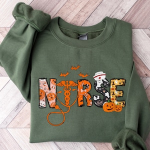 Halloween Nurse Sweatshirt, Spooky Nurse Sweatshirt, Nurse Halloween Gifts, Halloween Party Shirt, Nurse Halloween T-shirt, Cute Nurse Shirt