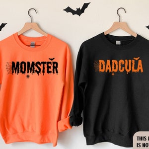 Momster and Dadcula Halloween Sweatshirts, Mom and Dad Halloween Gift, Couples Halloween Hoodie, Momster Sweatshirt, Dadcula Sweatshirt,