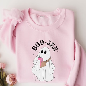 Halloween Ghost Sweatshirt, Boo Jee Shirt, Boo Shirt, Spooky Ghost Hoodie, Spooky Season Ghost Sweater, Spooky Vibes Shirt, Halloween Gifts image 1