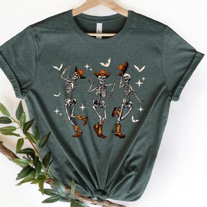 Halloween Dancing Skeleton Cowboy Shirt, Western Graphic Tee