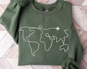 World Map Travel Sweatshirt, Adventure Unisex Hoodie