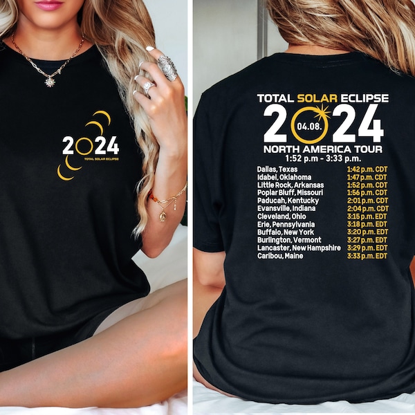 Total Solar Eclipse 2024 Shirt, Double-Sided Shirt, Eclipse Event 2024 Shirt, Gift For Eclipse Lover,  April 8th 2024 Shirt, Celestial Tee