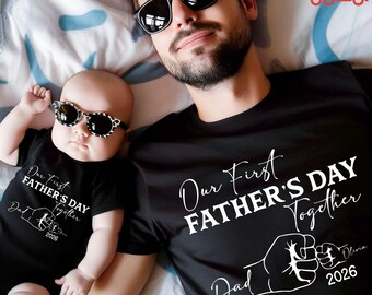 Camiseta personalizada a juego para papá y bebé para el primer Día del Padre.