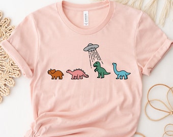 Dinosaur Alien Abduction Shirt, Funny Dino UFO Sweater