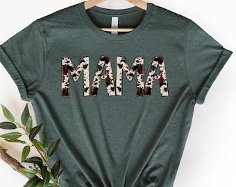 Cow Print Mama Shirt, Western Style, Mom Gift