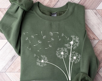 Dandelion Sweatshirt, Inspirational Sweater, Windflower, Meditation Gift, Yoga Sweater, Boho Windflower Sweatshirt, Dandelion Gift for Her