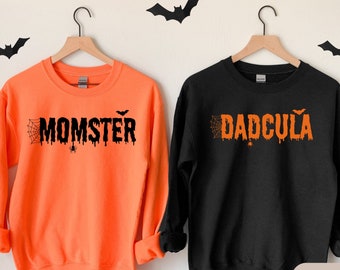 Momster and Dadcula Halloween Sweatshirts, Mom and Dad Halloween Gift, Couples Halloween Hoodie, Momster Sweatshirt, Dadcula Sweatshirt,