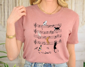 Cat With Music Note Shirt, Music Teacher Shirt, Music Cat Lover, Teacher Life Shirt, Teacher Shirt, Kitten Shirt, Cat Lover Gift