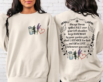 Salt Rosemary Lavender Love Front and Back Sweatshirt, Practical Magic Sweatshirt, Magic Spell Hoodie, Halloween Sweatshirt, Witchy Hoodie