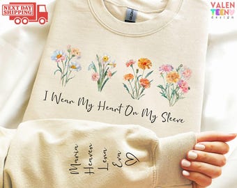 Custom Mama Sweatshirt: Birth Flower Sleeve, Personalized Grandma Hoodie