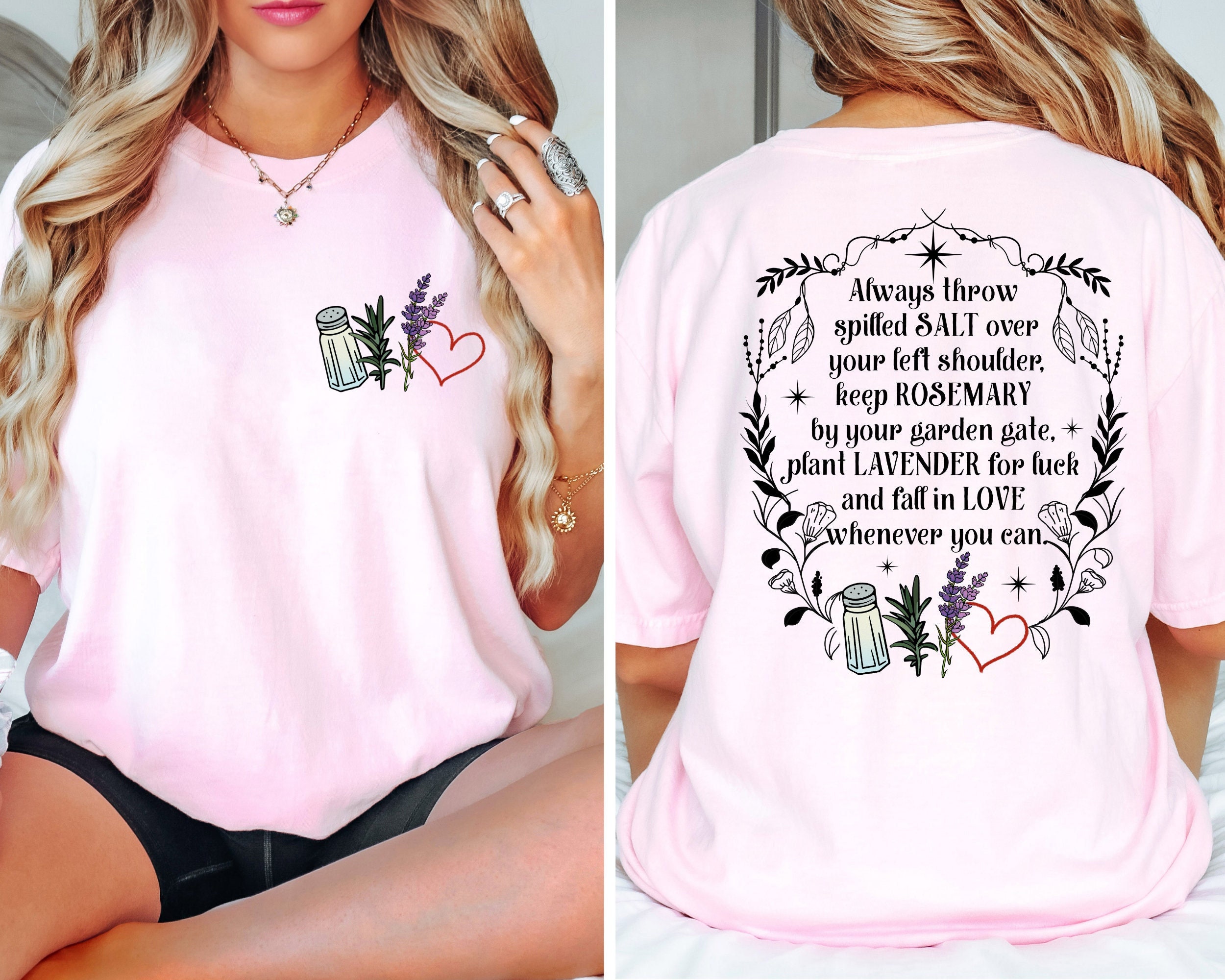 Salt Rosemary Lavender Love Front and Back Shirt, Practical Magic Shirt, Magic Spell Shirt, Halloween Shirt, Witchy Shirt, Trendy Shirt