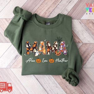 Sudadera personalizada de Halloween para mamá, suéter espeluznante para mamá imagen 2