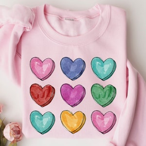 Valentines Watercolor Hearts Sweatshirt, Valentines Day Sweater, Valentines Day Gift, I Love You Hoodie, For Women Gift, Couple Shirt Gift