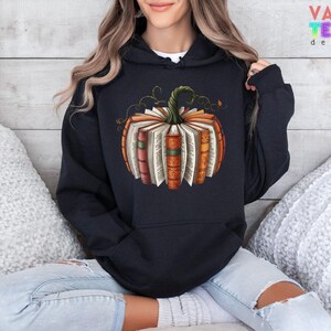 Fall Book Pumpkin Sweatshirt, Halloween Book Lover Sweater image 6