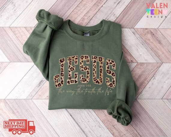 Christian Cheetah Print Jesus Sweatshirt, Faith Apparel