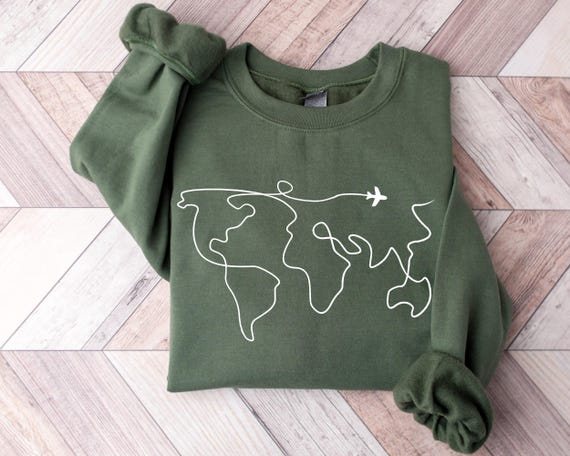 World Map Travel Sweatshirt, Adventure Unisex Sweater