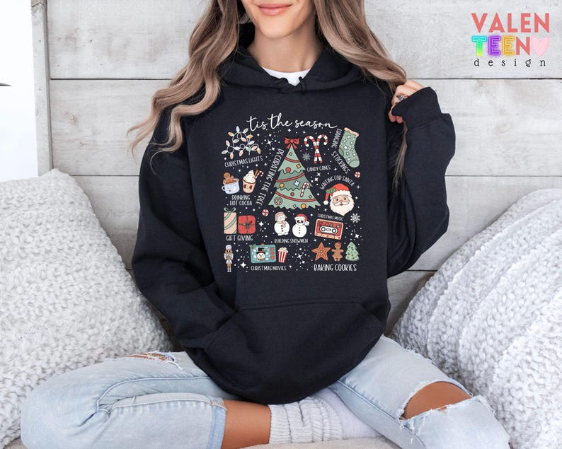 Retro Christmas Sweatshirt, Holiday Doodles bild 6