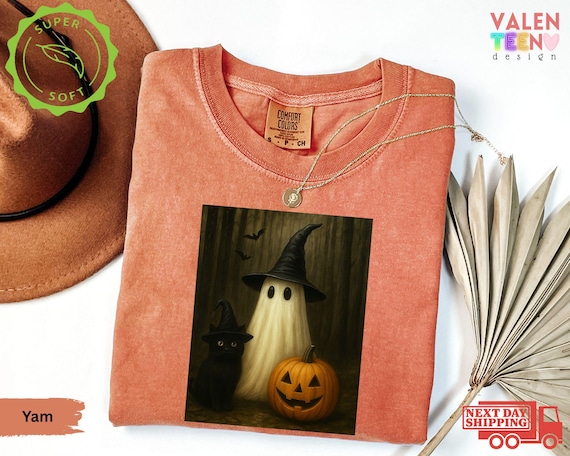 Comfort Colors Halloween Ghost Tee, Retro Fall Shirt