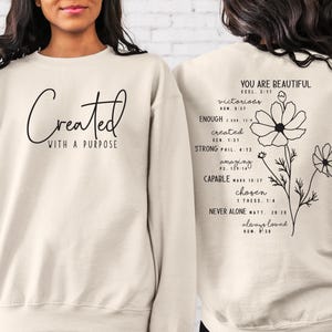 Created With A Purpose Christian Sweatshirts - Front & Back Printed Created With A Purpose Christian Sweatshirts - Front & Back Printed