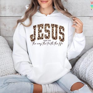 Christian Cheetah Print Jesus Sweatshirt, Faith Apparel image 5