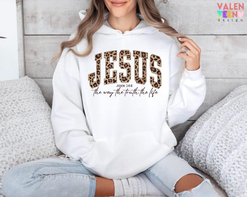 Christian Cheetah Print Jesus Sweatshirt, Faith Apparel image 5