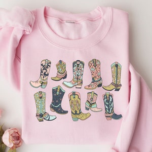 Cowgirl Boots Sweatshirt, Country Concert Hoodie, Western Graphic for Women, Oversized Graphic Sweater, Cute Country Hoodie, Cowgirl Sweater