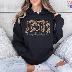 Christian Cheetah Print Jesus Sweatshirt, Faith Apparel image 4