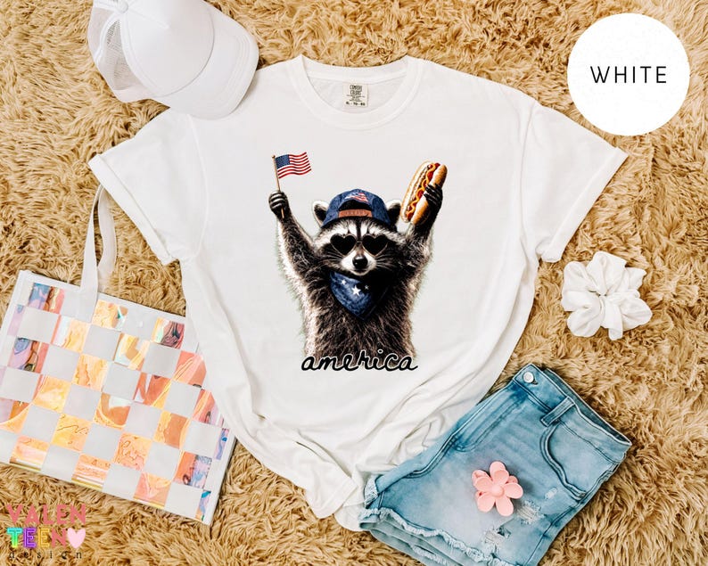 Comfort Colors® Feral Raccoon Shirt, Patriotic USA Tee, Funny Independence Day Apparel image 4